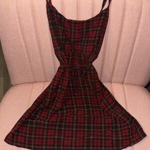 Red plaid grunge, short dress